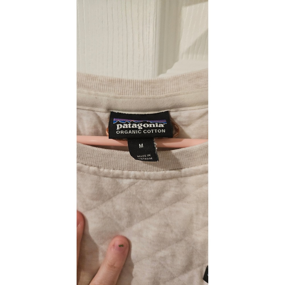 Patagonia Organic Cotton Quilt Crew Sweatshirt Medium Oatmeal Quilted Pullover - Picture 2 of 6